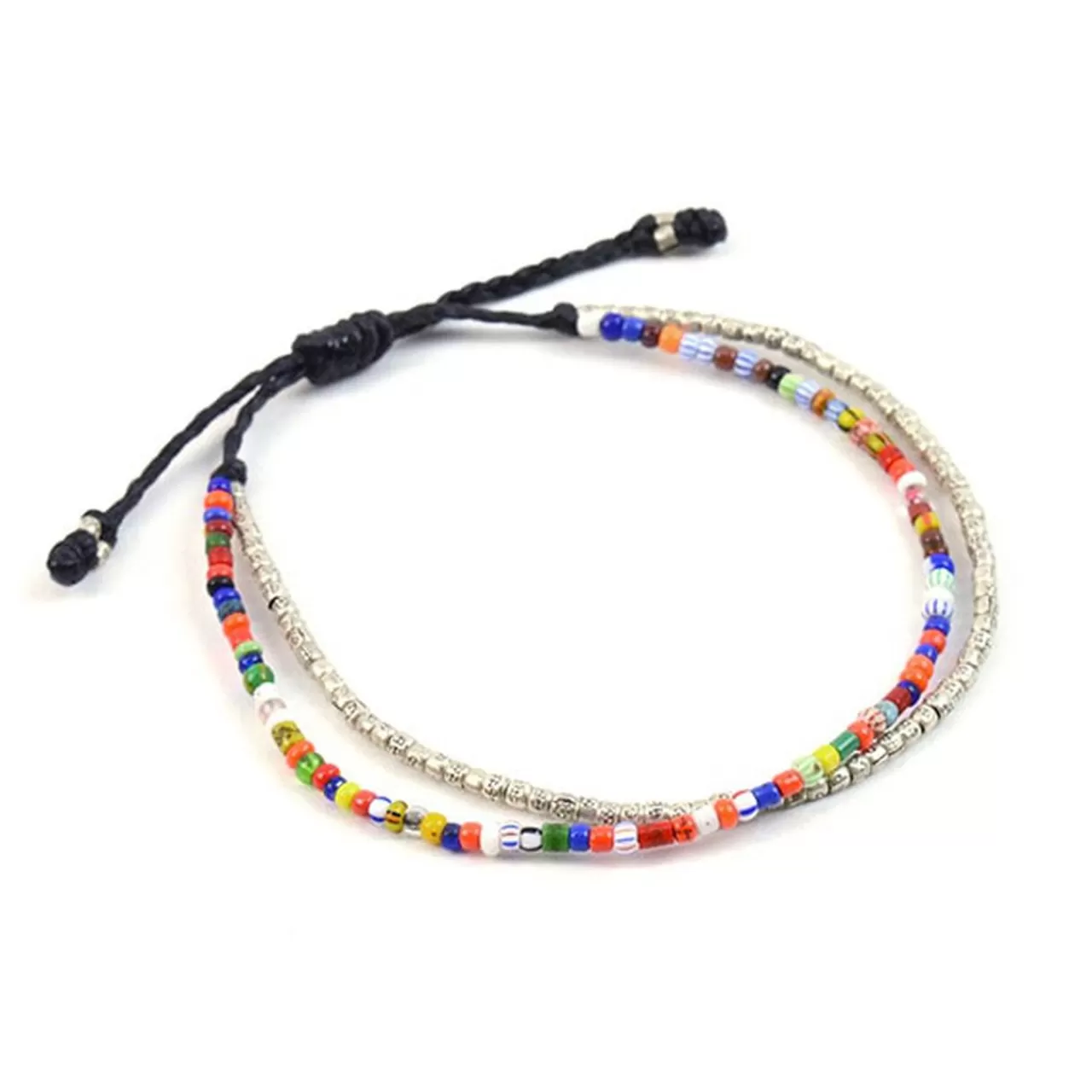 PHADUA Bracelets>2 Strands Wax Cord (African Beads) Bracelet Black