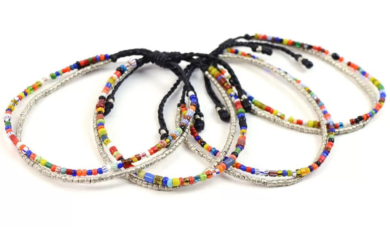 PHADUA Bracelets>2 Strands Wax Cord (African Beads) Bracelet Black