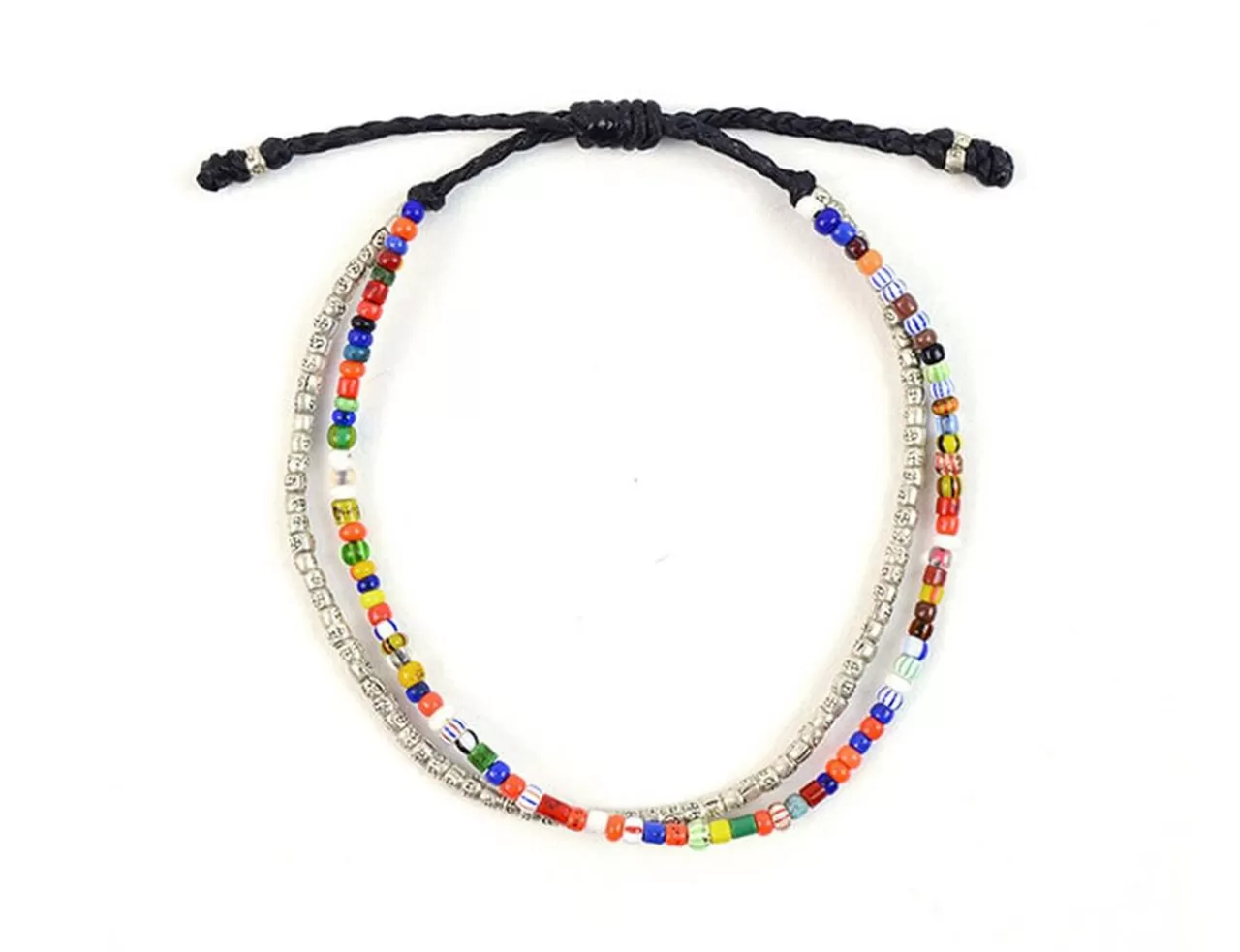 PHADUA Bracelets>2 Strands Wax Cord (African Beads) Bracelet Black