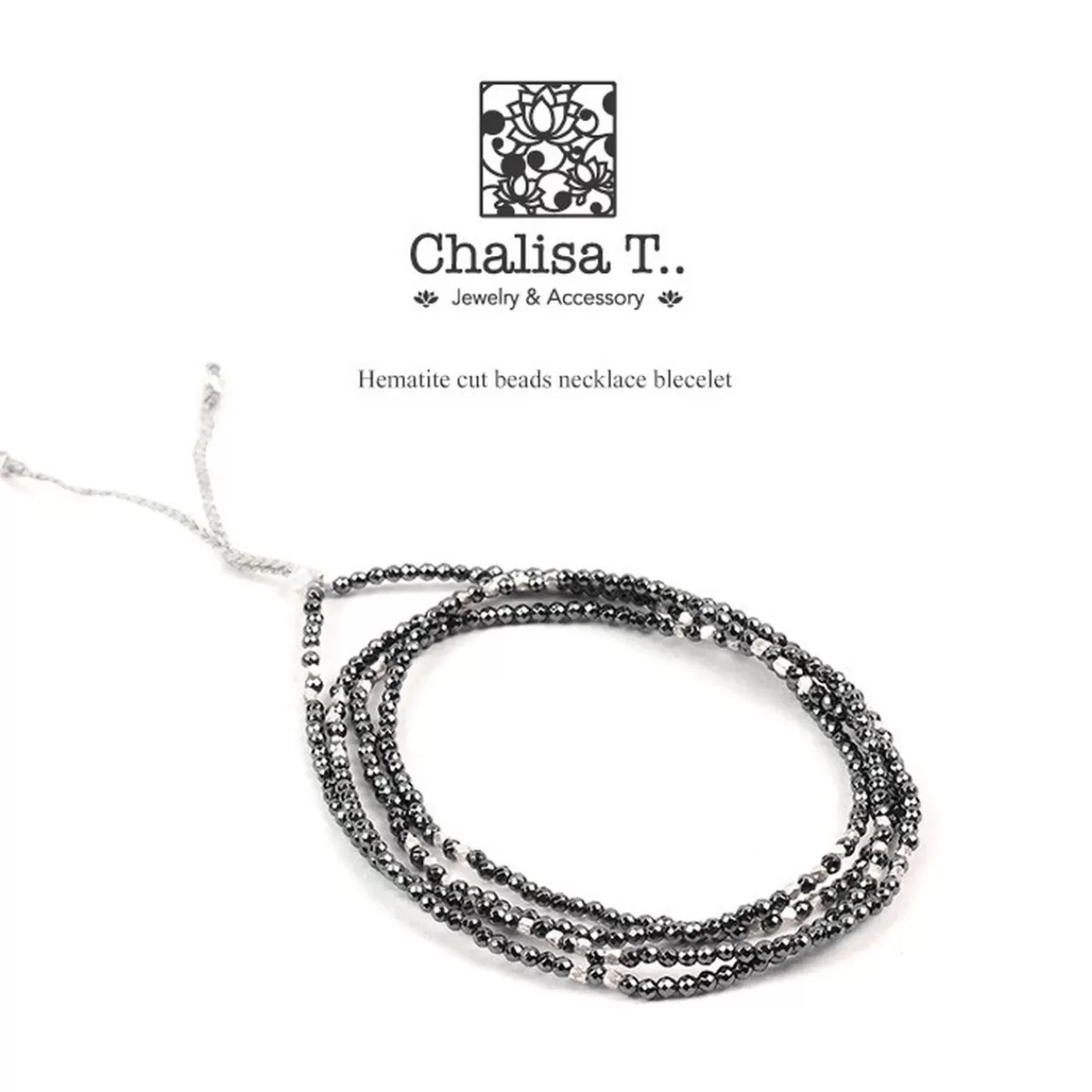 CHALISA T.. Necklaces>2Mm Cut Beads 2 Way Accessory Necklace/Bracelet Hematite