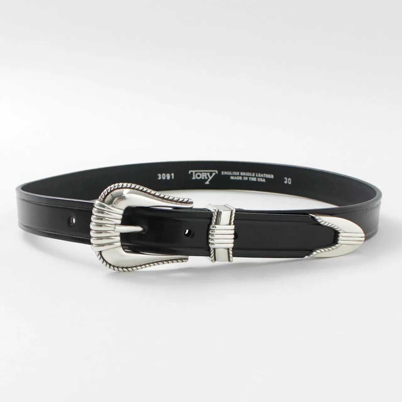 TORY LEATHER Belt>3-Piece Silver Buckle Belt Blacknickelbuckle