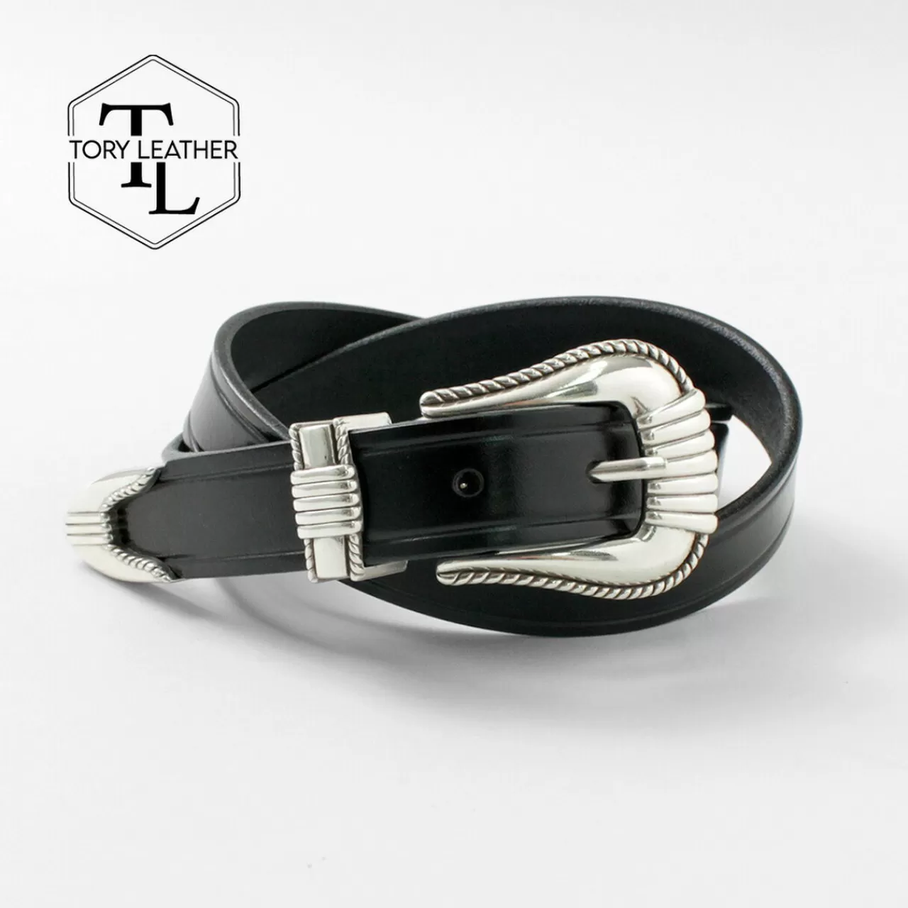 TORY LEATHER Belt>3-Piece Silver Buckle Belt Blacknickelbuckle