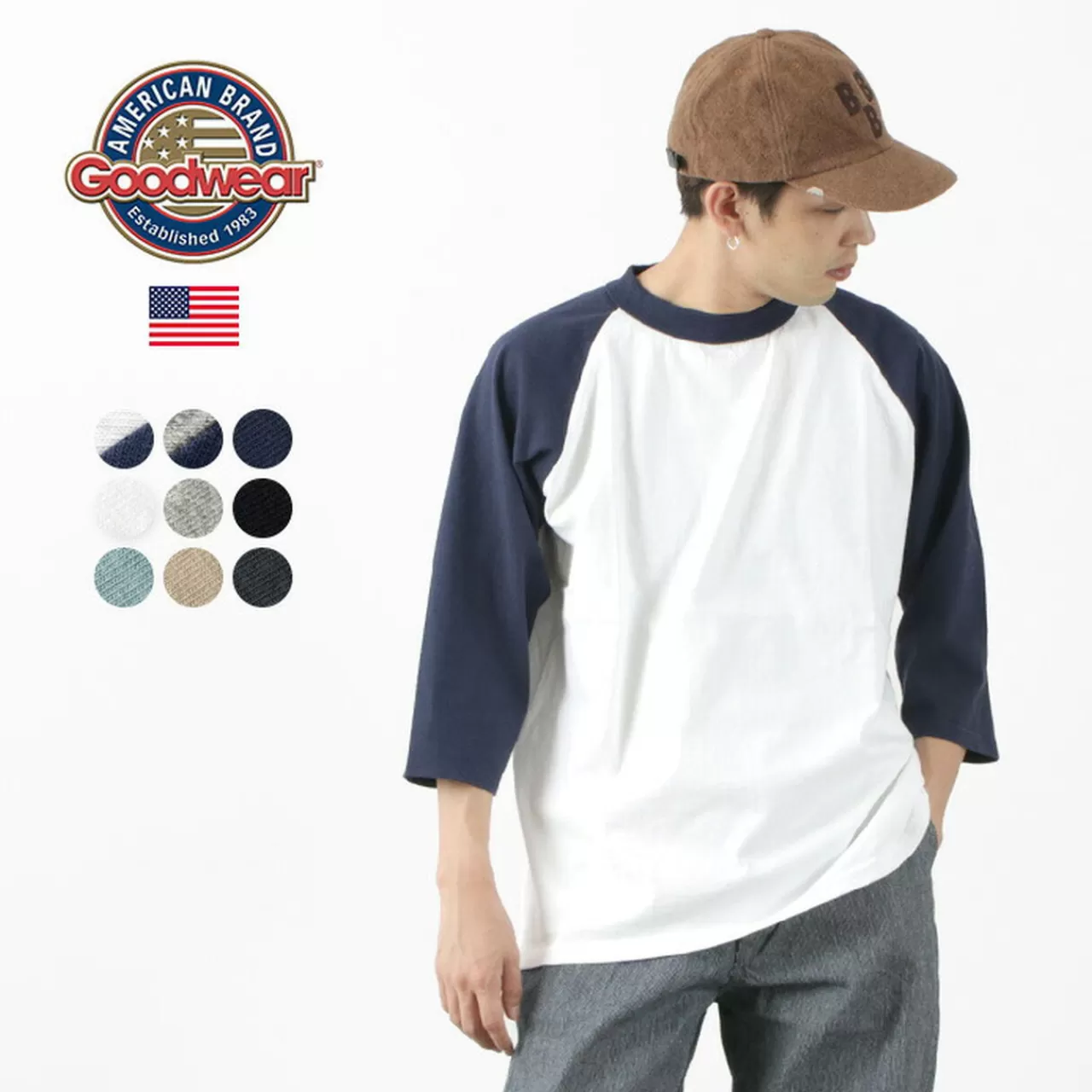 GOODWEAR 3/4 Sleeves>7 Minute Sleeve Raglan T-Shirt