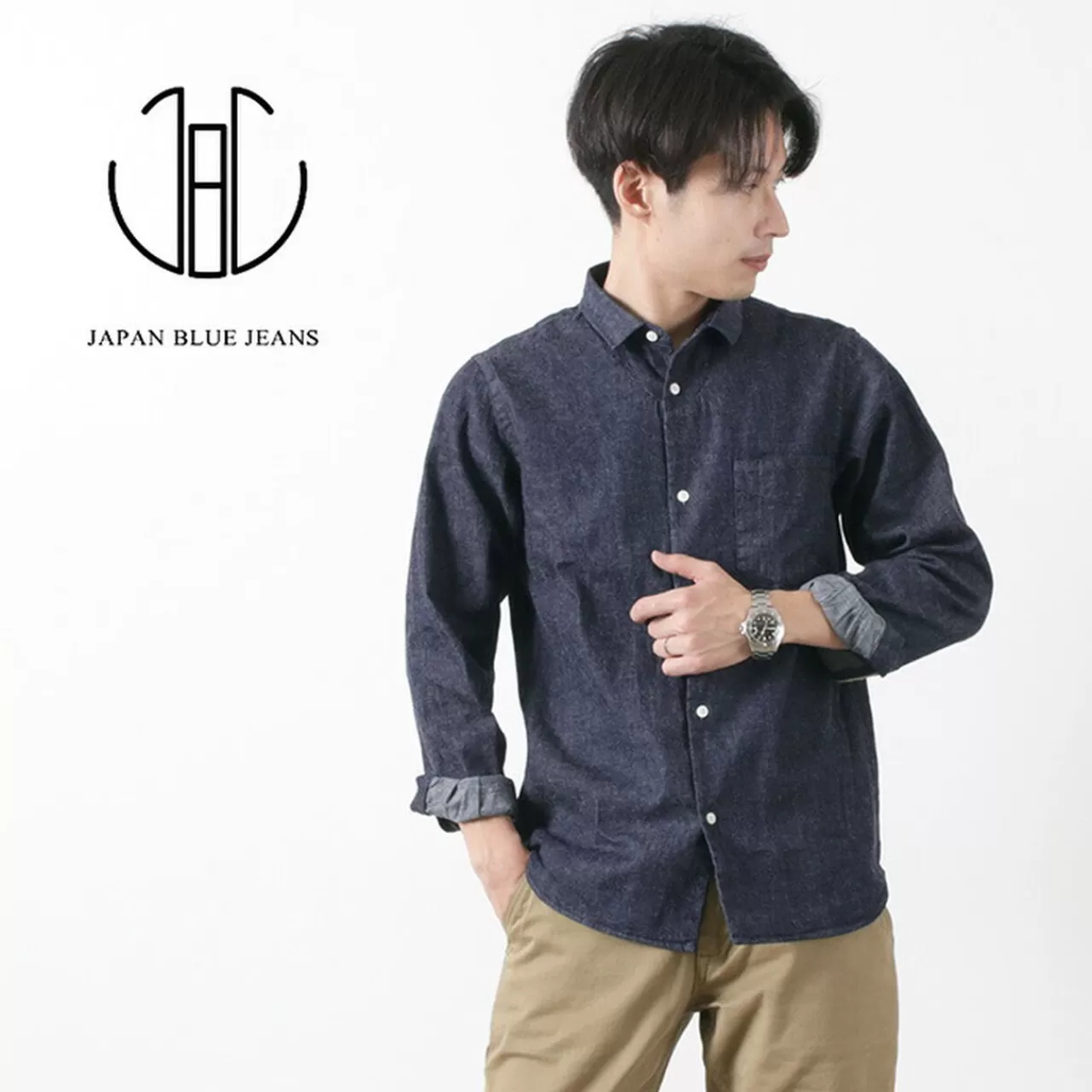 JAPAN BLUE JEANS Long Sleeves>8 Oz Denim Boned Shirt Indigo