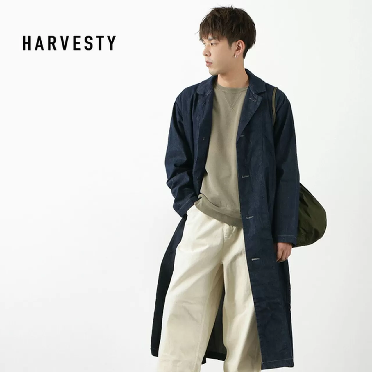 HARVESTY Jackets>8Oz Non-Faded Denim Overcoat Onewash