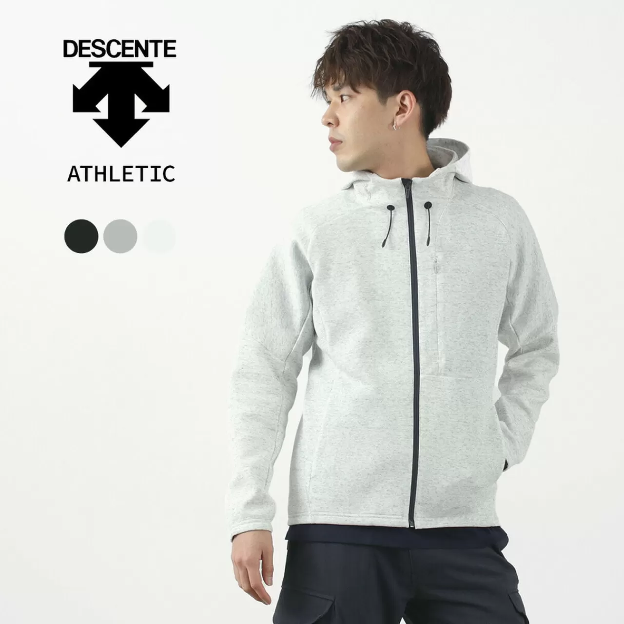 DESCENTE ATHLETIC Jackets>Active Tech Melange Sweatshirt Full Zip Hoodie