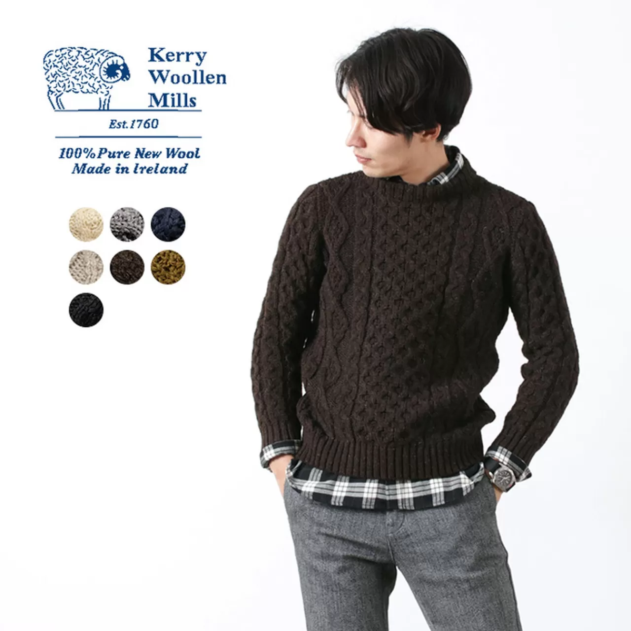 KERRY WOOLLEN MILLS Long Sleeves>Aran Crew Neck Sweater