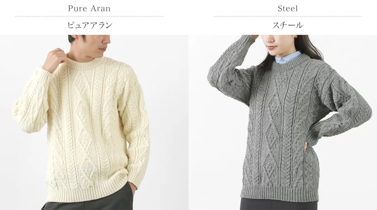 OLD DERBY KNITWEAR Long Sleeves>Aran Crew Pullover