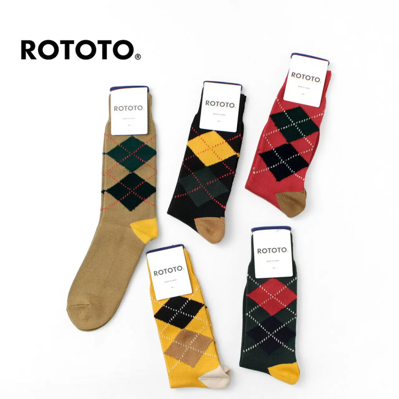 ROTOTO Socks>Argyle Crew Socks