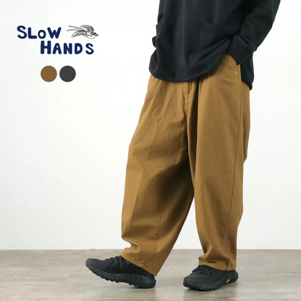 SLOW HANDS Trousers>Back Satin Poofy Tuck Pants