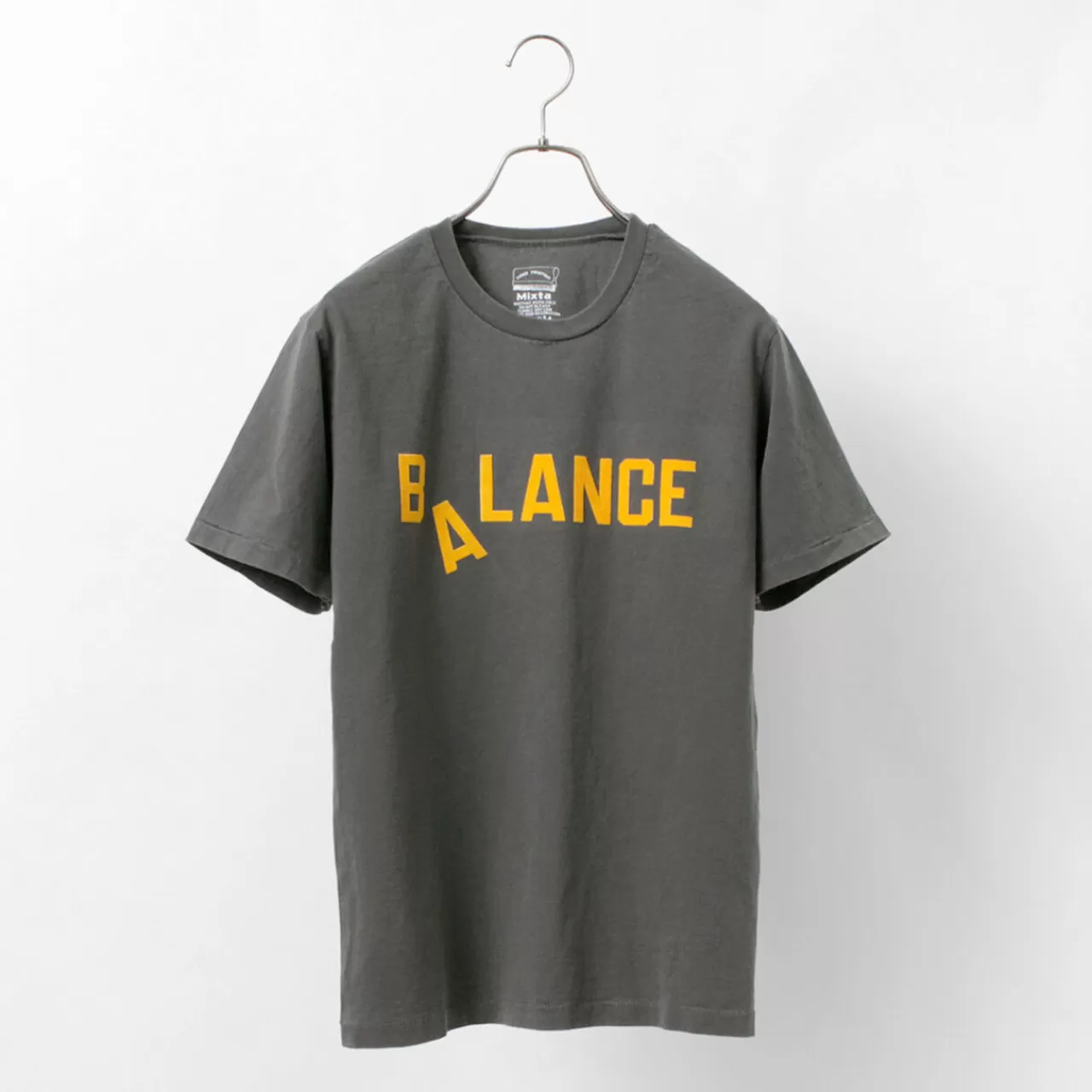 MIXTA Short Sleeves>Basic Crew Print T-Shirt (Balance) Vintageblack