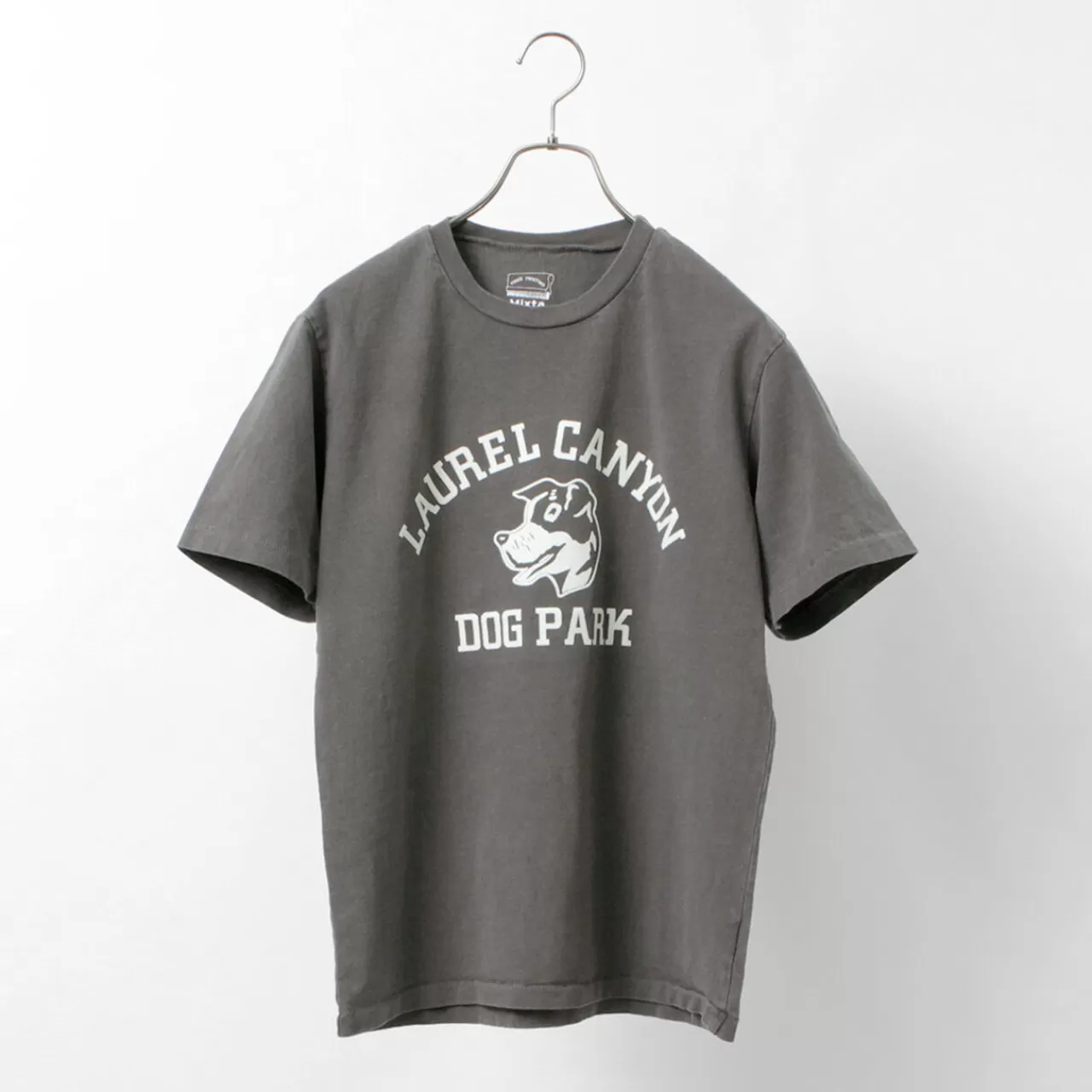 MIXTA Short Sleeves>Basic Crew Print T-Shirt (Dog Park) Vintageblack