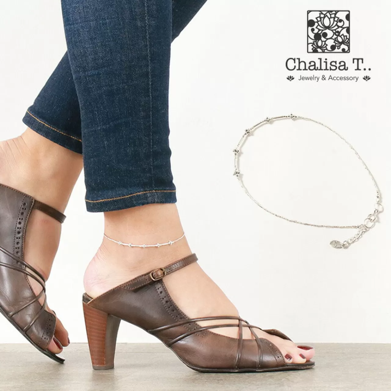 CHALISA T.. Anklets>Beaded Spacers & Multi-Cut Karen Beads/Anklet Silver