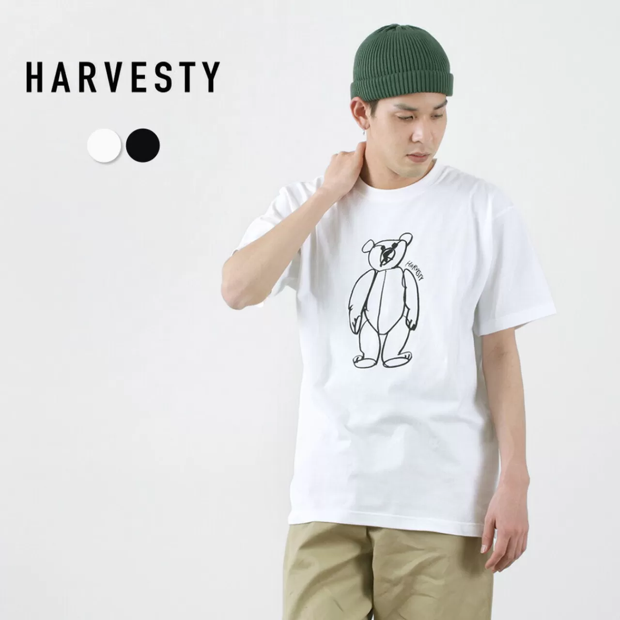 HARVESTY Short Sleeves>Bear Print T-Shirt