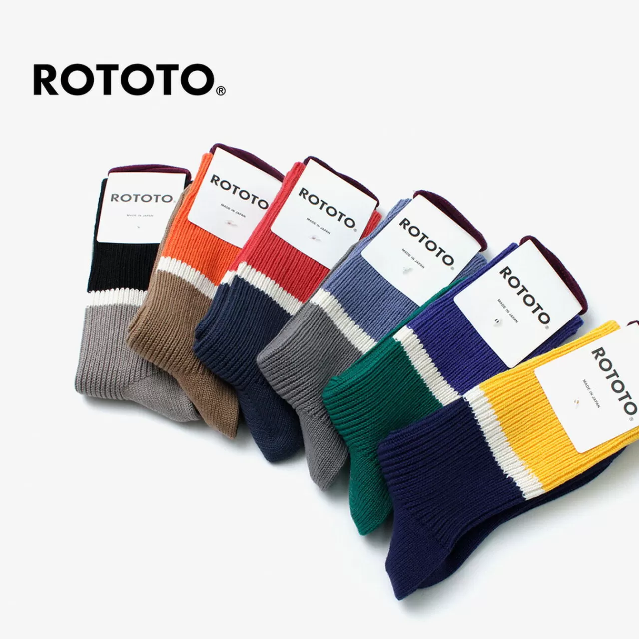 ROTOTO Socks>Bicolour Ribbed Crew Socks