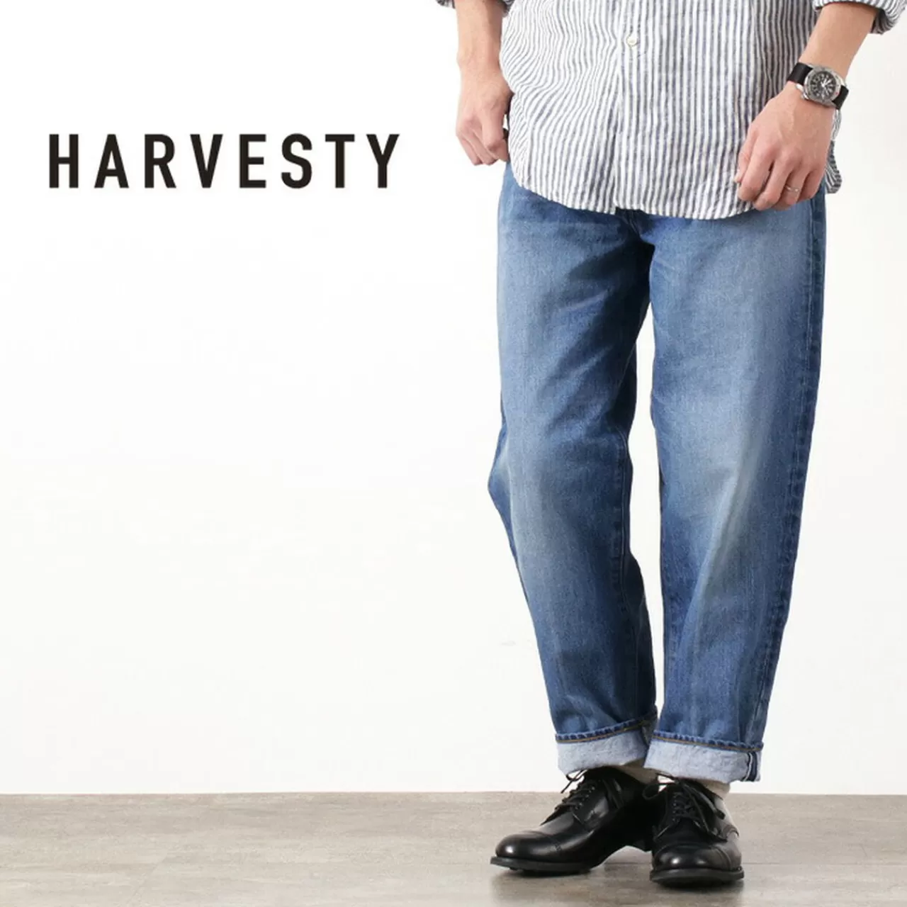 HARVESTY Trousers>Big Denim Pants Used Blue Usedblue