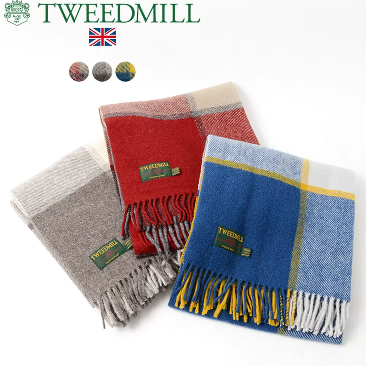 TWEED MILL Muffler>Block Check Wool Knee Rug