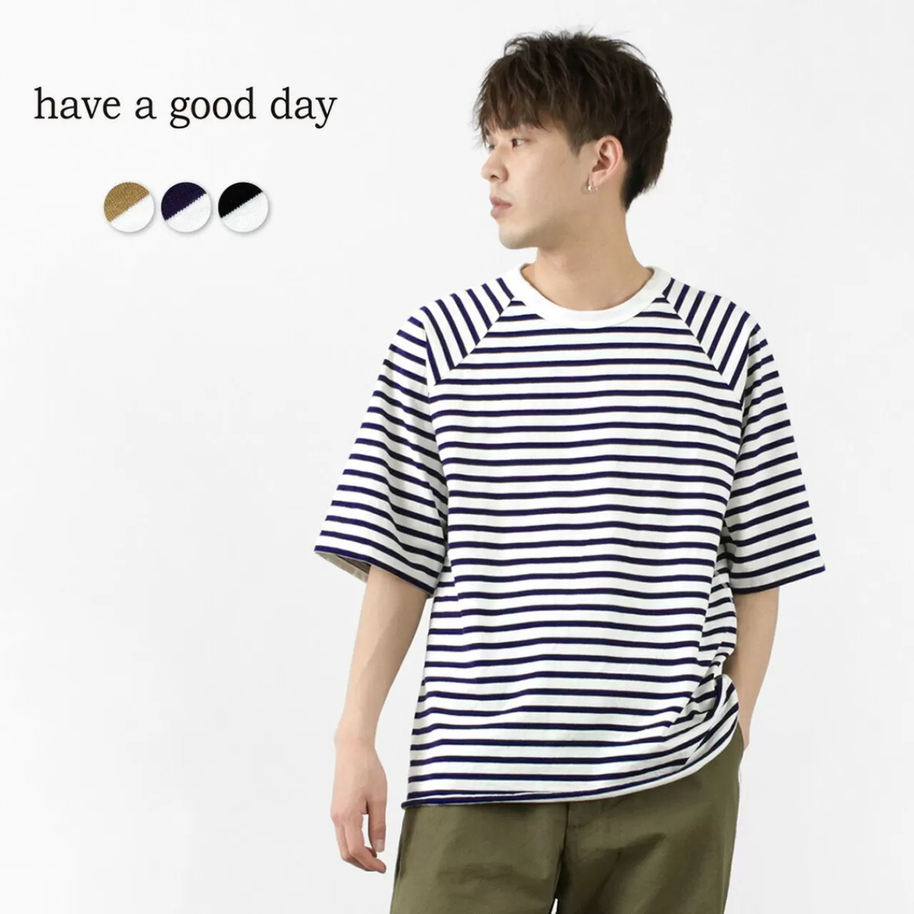 HAVE A GOOD DAY Short Sleeves>Border Loose S/S T-Shirt