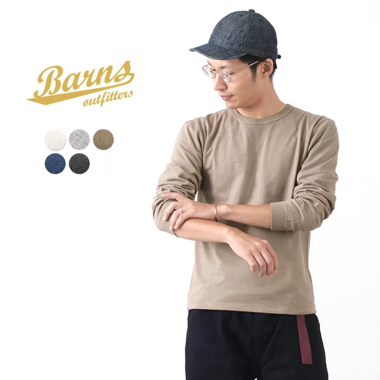 BARNS Long Sleeves>Br-3043 Small Knitted Vintage L/S Crew Neck T-Shirt