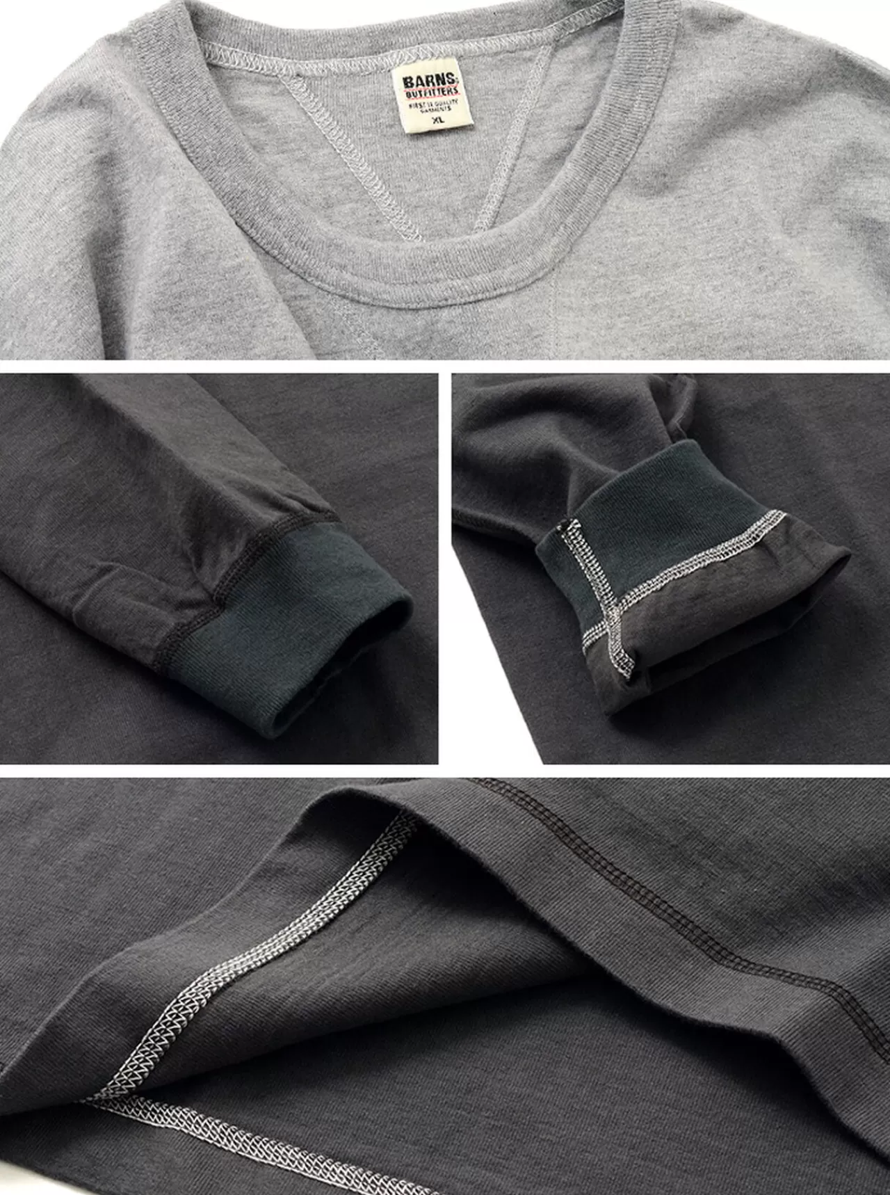 BARNS Long Sleeves>Br-3043 Small Knitted Vintage L/S Crew Neck T-Shirt