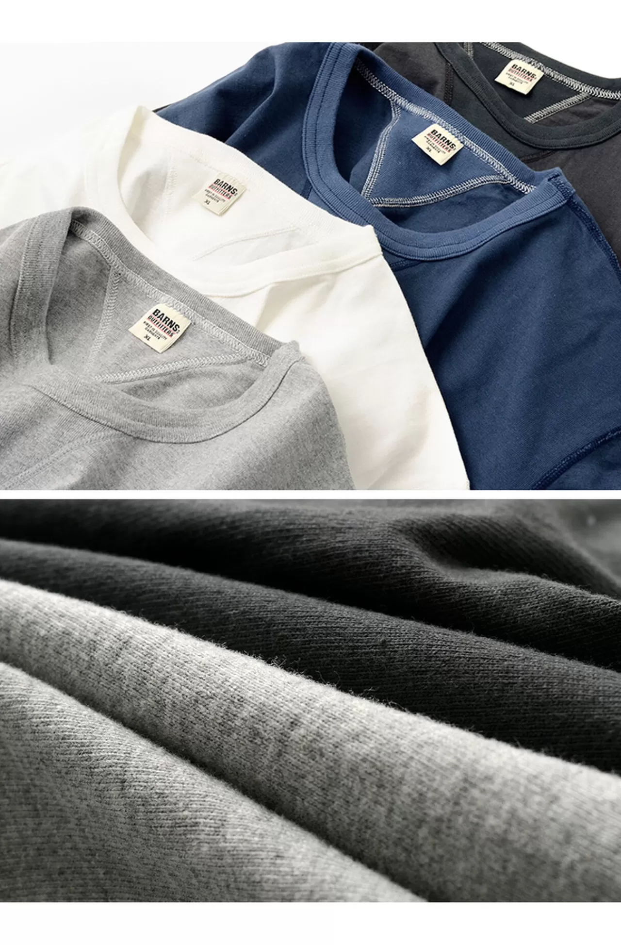 BARNS Long Sleeves>Br-3043 Small Knitted Vintage L/S Crew Neck T-Shirt