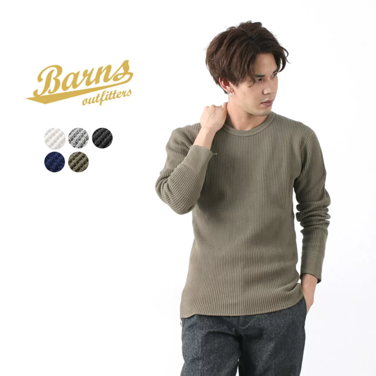 BARNS Long Sleeves>Br-3050 Big Waffle Long Sleeve Thermal/T-Shirt