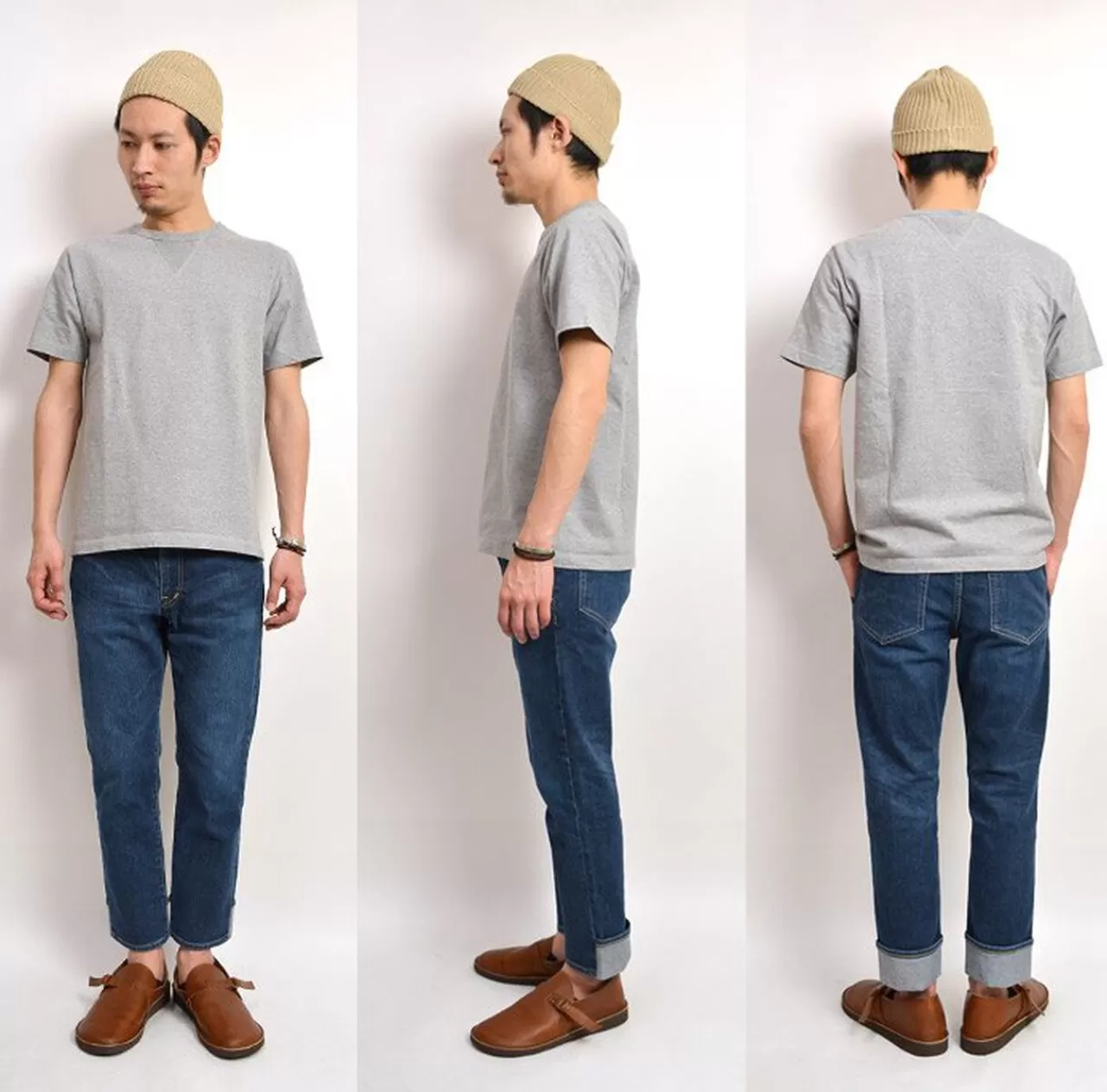 BARNS Short Sleeves>Br-8145 Small Knitted Vintage Gusset Short Sleeve Crew Neck T-Shirt