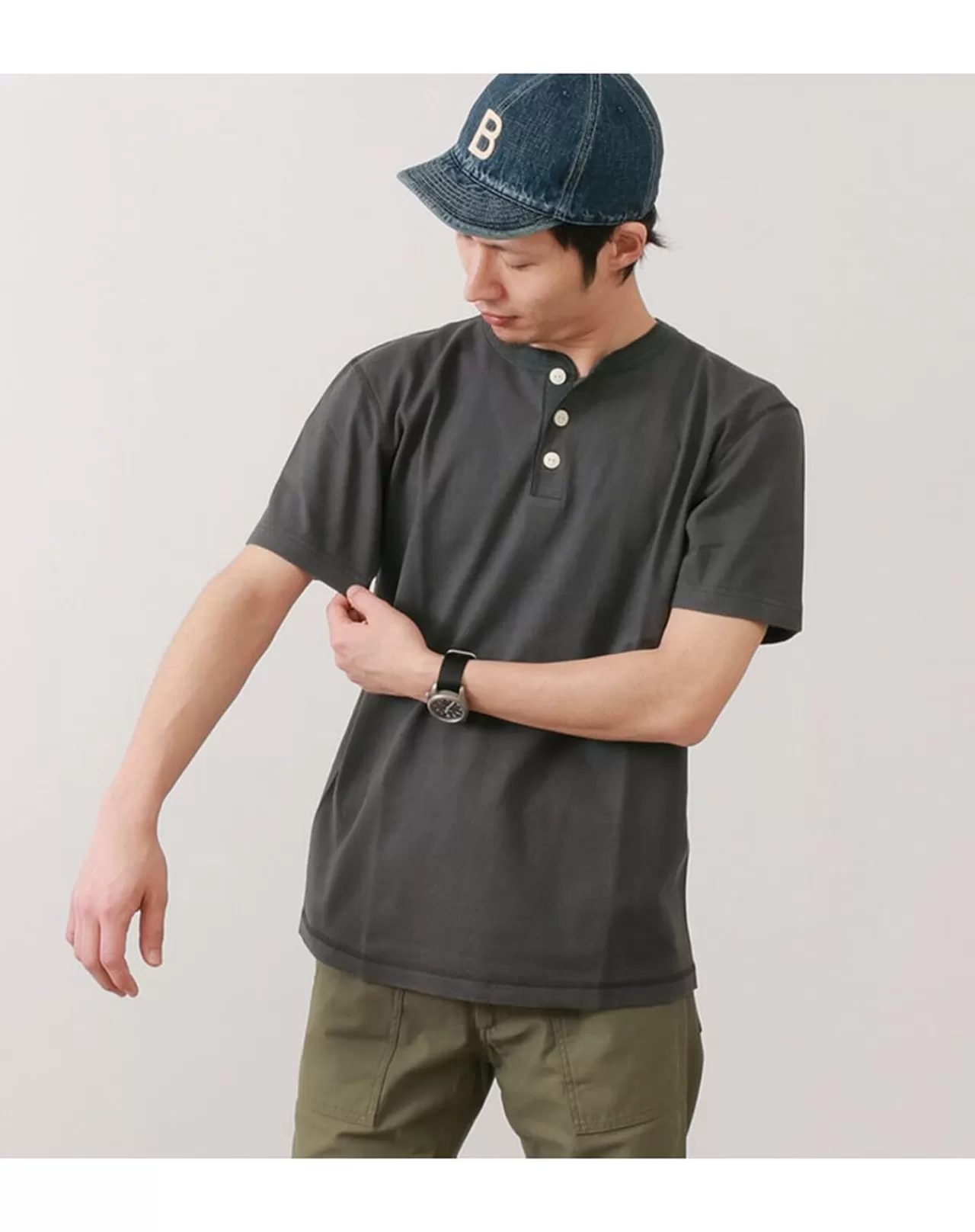 BARNS Short Sleeves>Br-8146 Knitted Henley Neck Short Sleeve Crew Neck T-Shirt