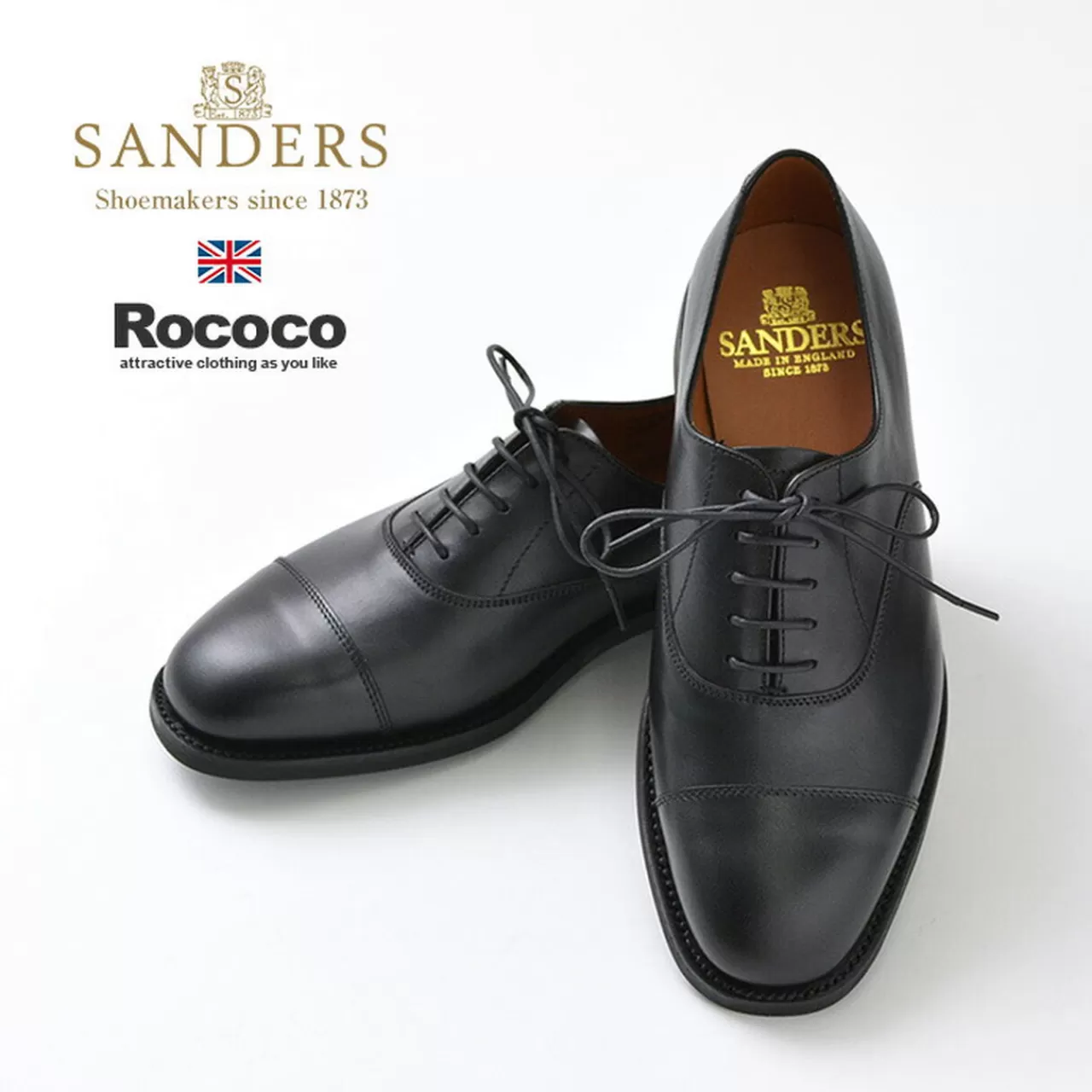 SANDERS Boots>Cap Toe Oxford Black