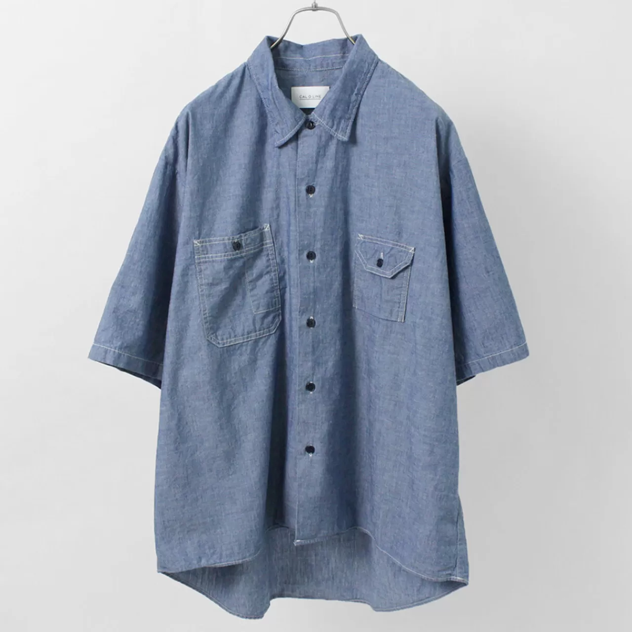 CAL O LINE Short Sleeves>Chambray Short Sleeve Shirt Blue