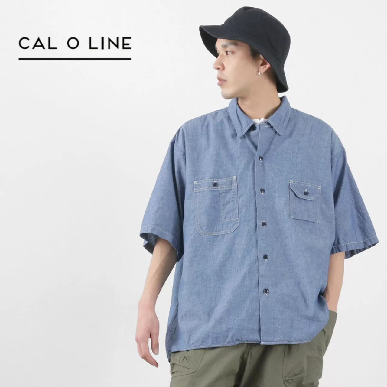 CAL O LINE Short Sleeves>Chambray Short Sleeve Shirt Blue