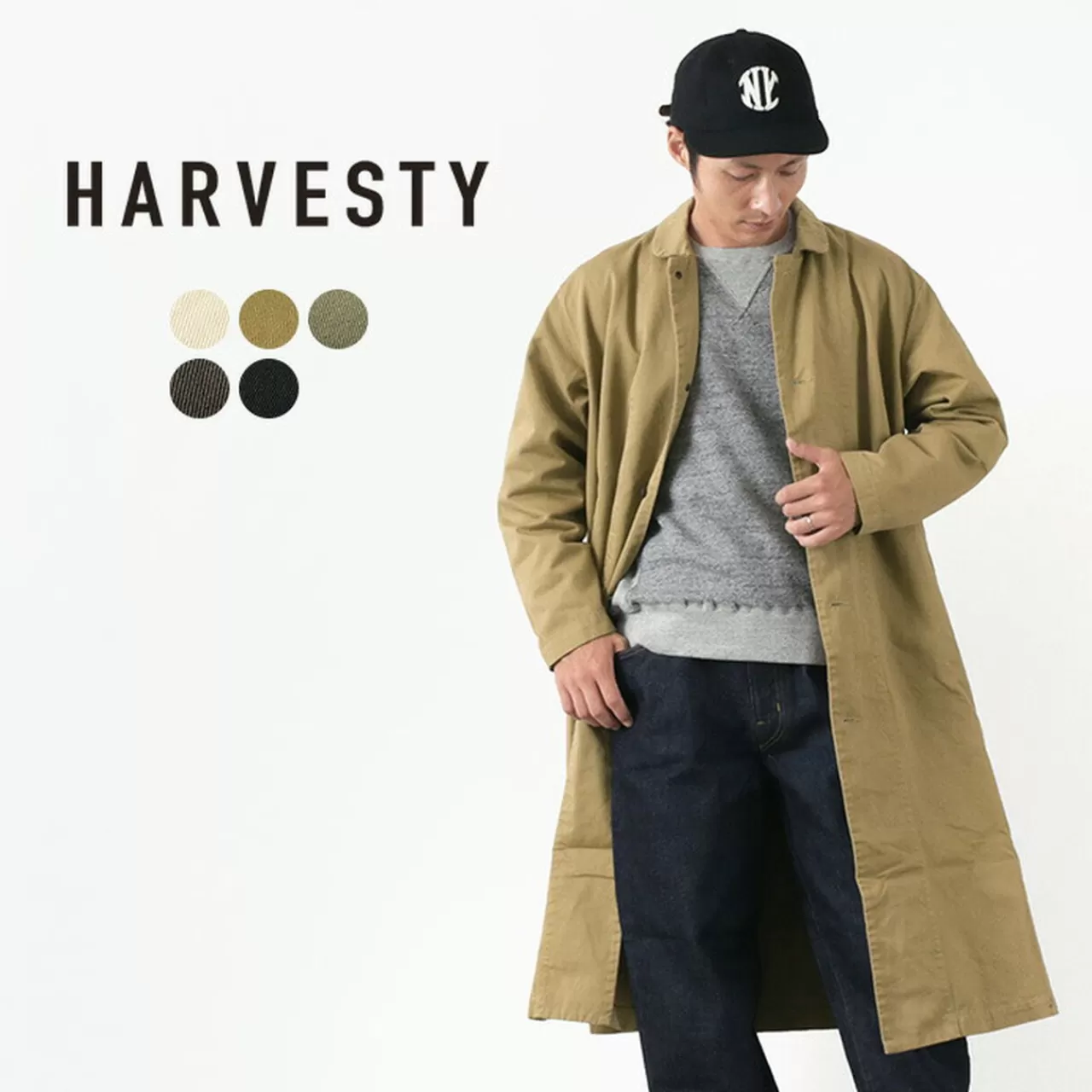 HARVESTY Coats>Chino Crossover Coat