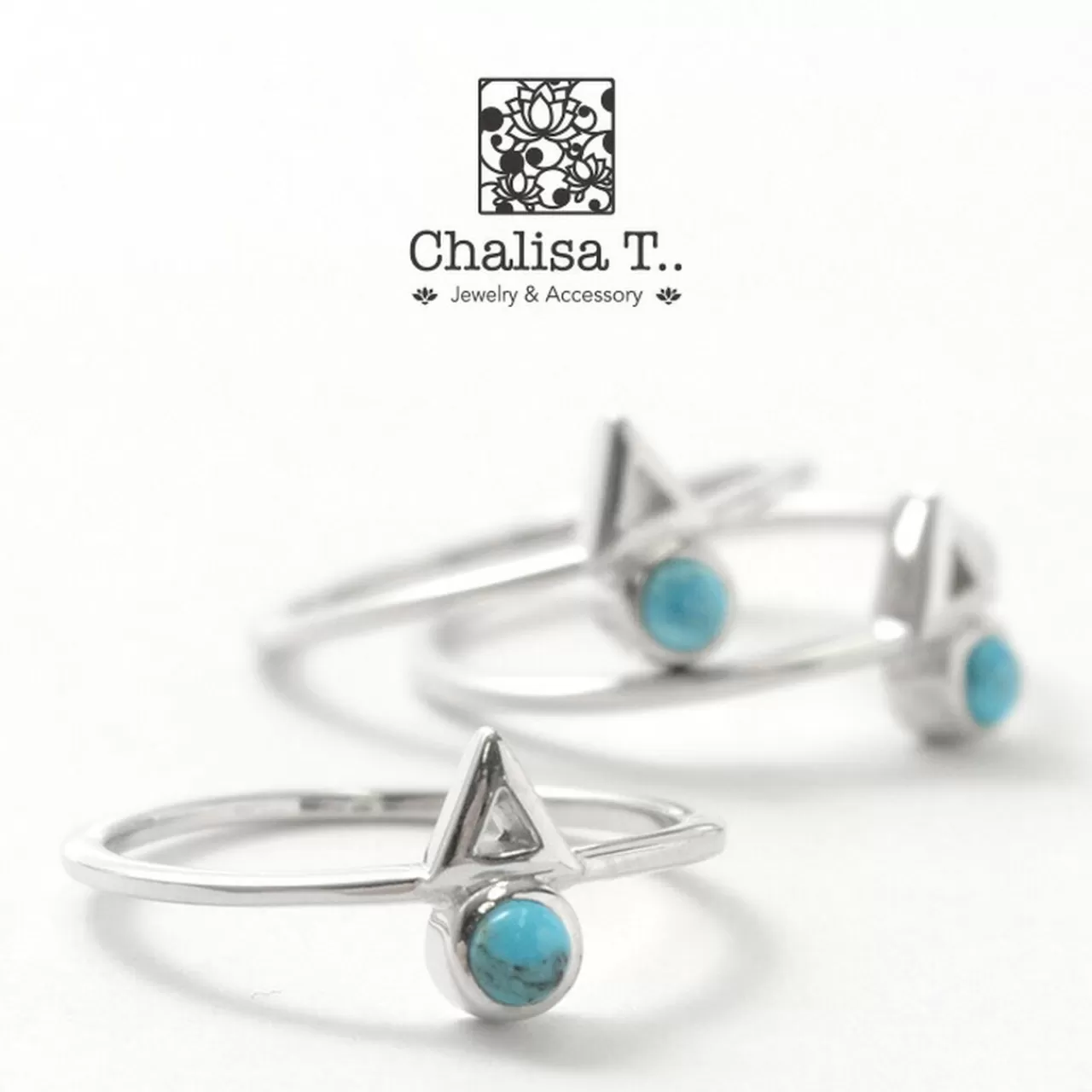 CHALISA T.. Ring>Circle Triangle Extra Fine Ring Turquoise