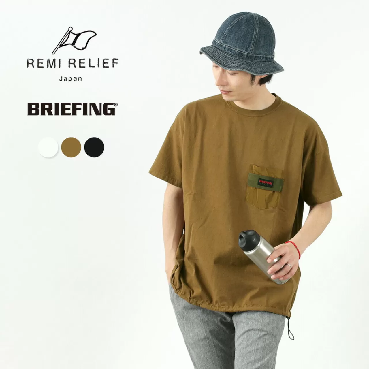 REMI RELIEF × BRIEFING Short Sleeves>Collaboration Jersey Pocket T-Shirt