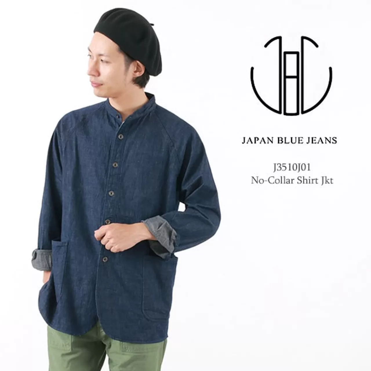 JAPAN BLUE JEANS Long Sleeves>Collarless Shirt Jacket Id_Indigo