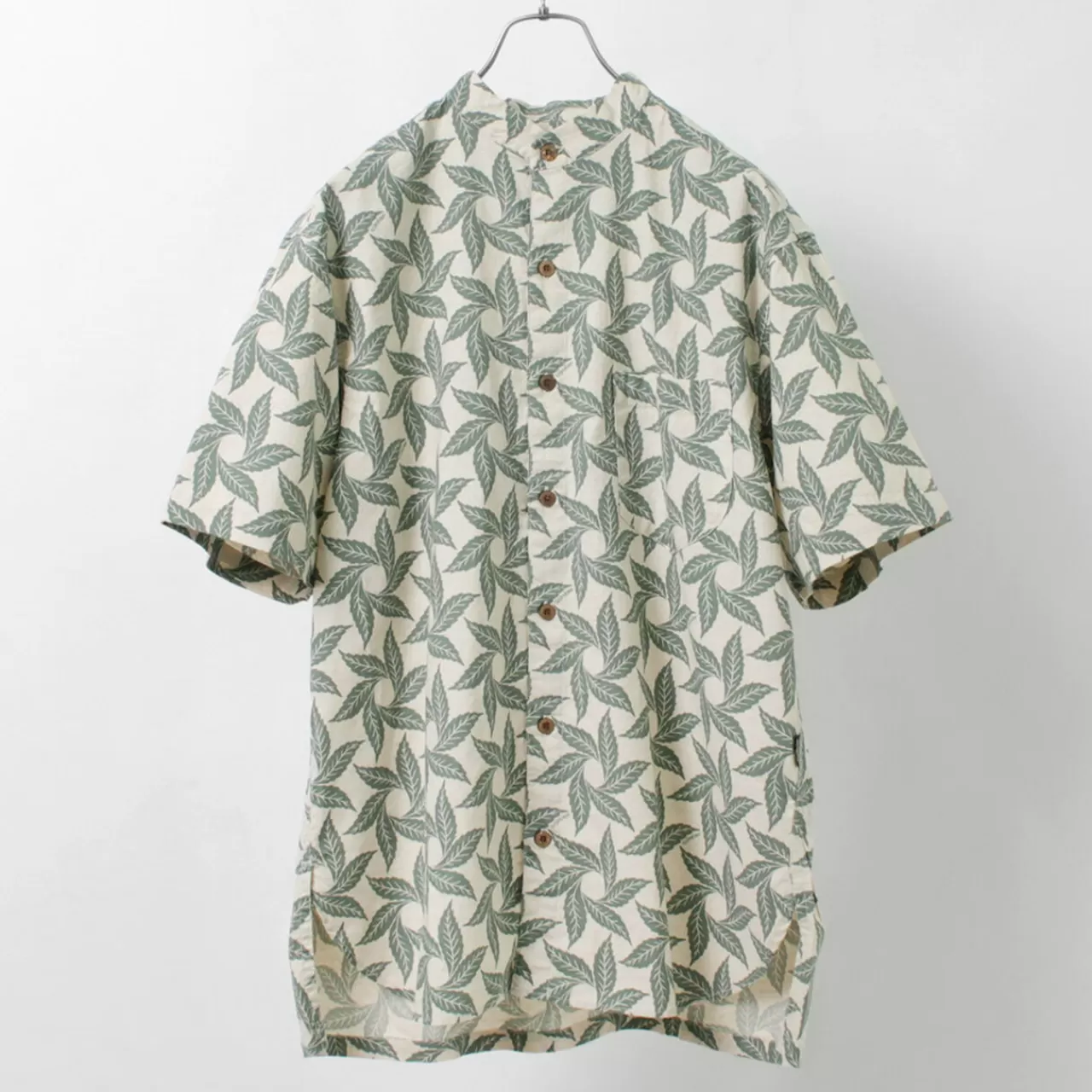 GOHEMP Short Sleeves>Collarless Short Sleeve Shirt Tornado Print