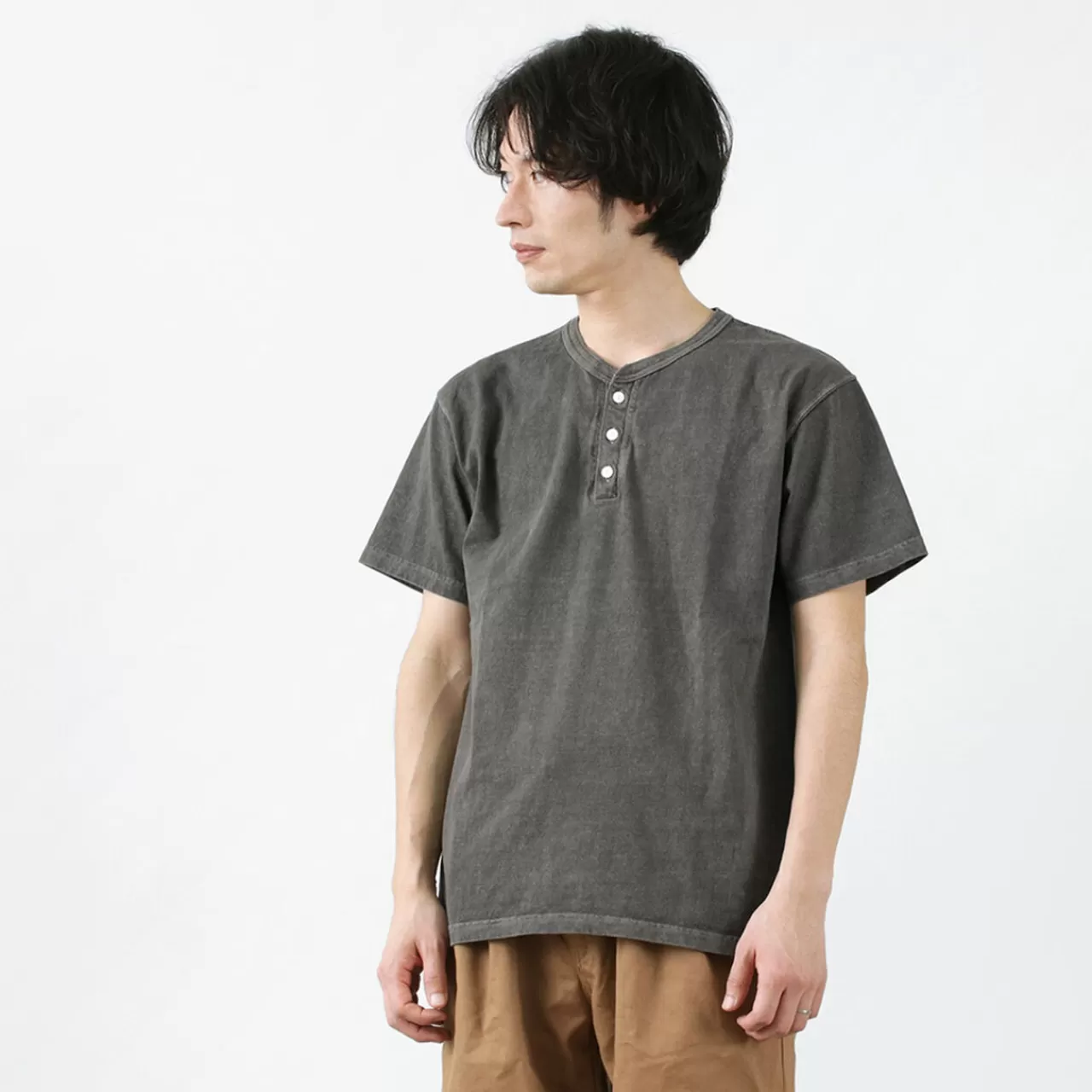 GOOD ON Short Sleeves>Colour Special Order Short Sleeve Henley Neck T-Shirt