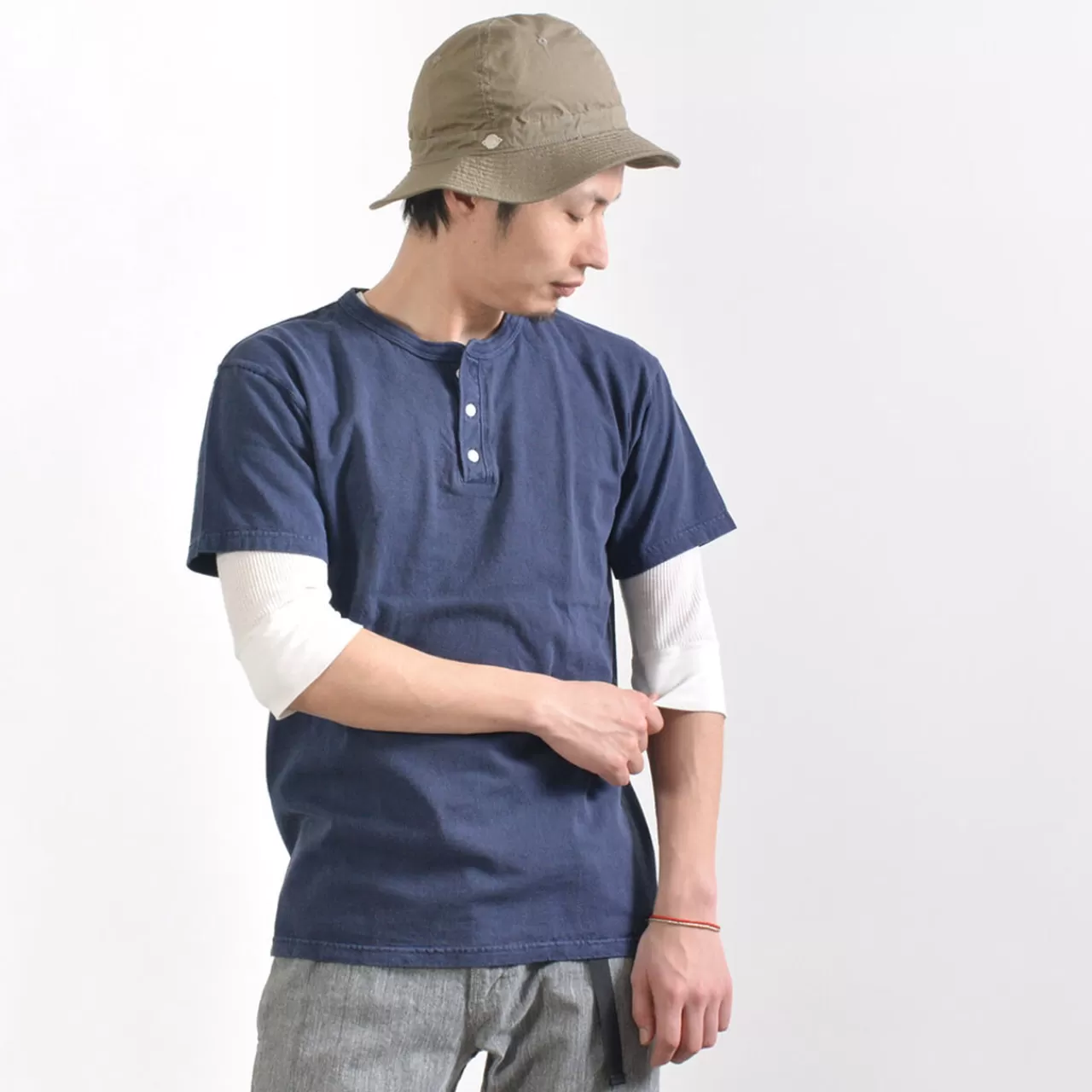 GOOD ON Short Sleeves>Colour Special Order Short Sleeve Henley Neck T-Shirt