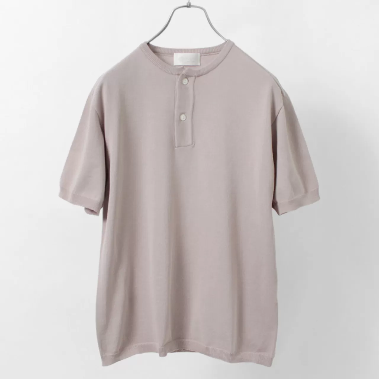 SOGLIA Short Sleeves>Cotton Fitted Seamless Henry Neck Knit Tee