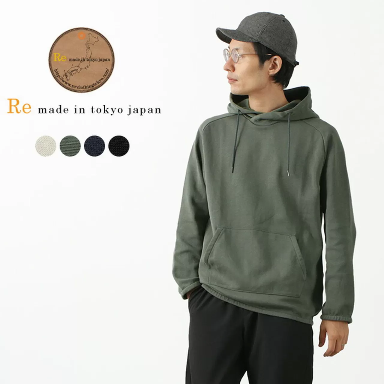 RE MADE IN TOKYO JAPAN Long Sleeves>Cotton Jersey Pullover Hoodie