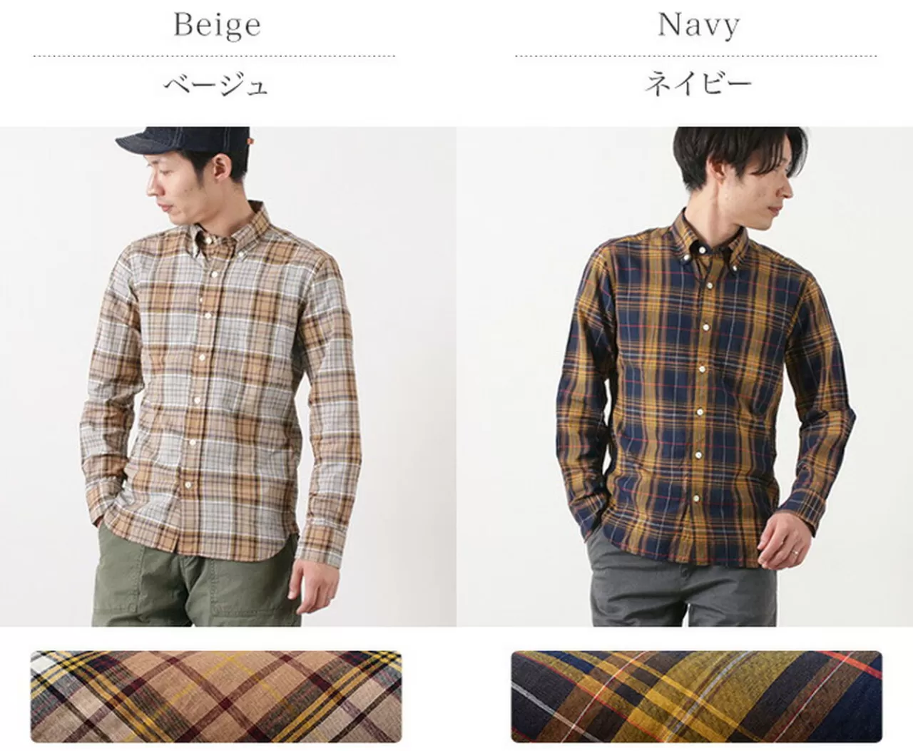 ROCOCO Long Sleeves>Cotton Linen Madras Check Button-Down Shirt