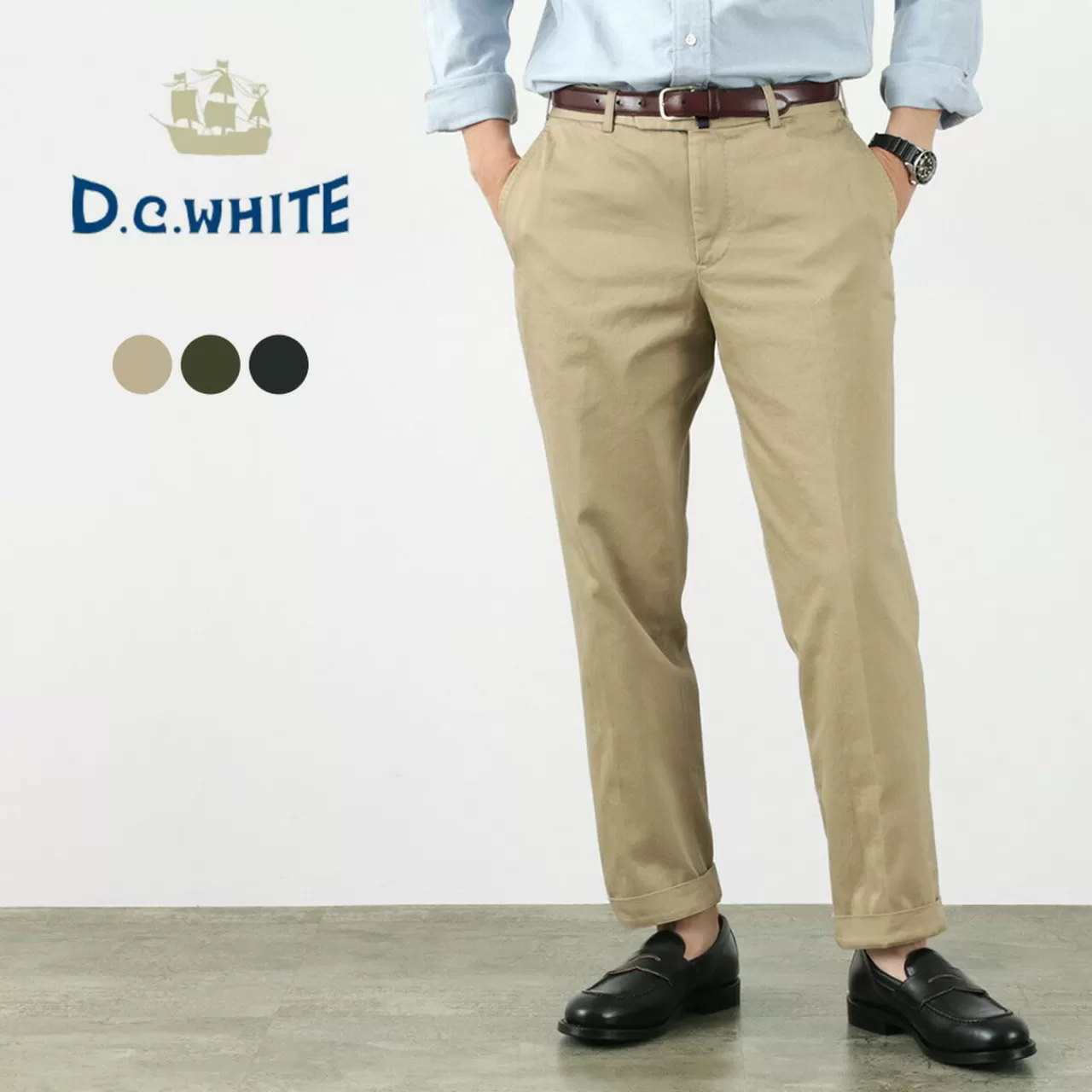 D.C.WHITE Trousers>Cotton Twill Regular Silhouette Chinos