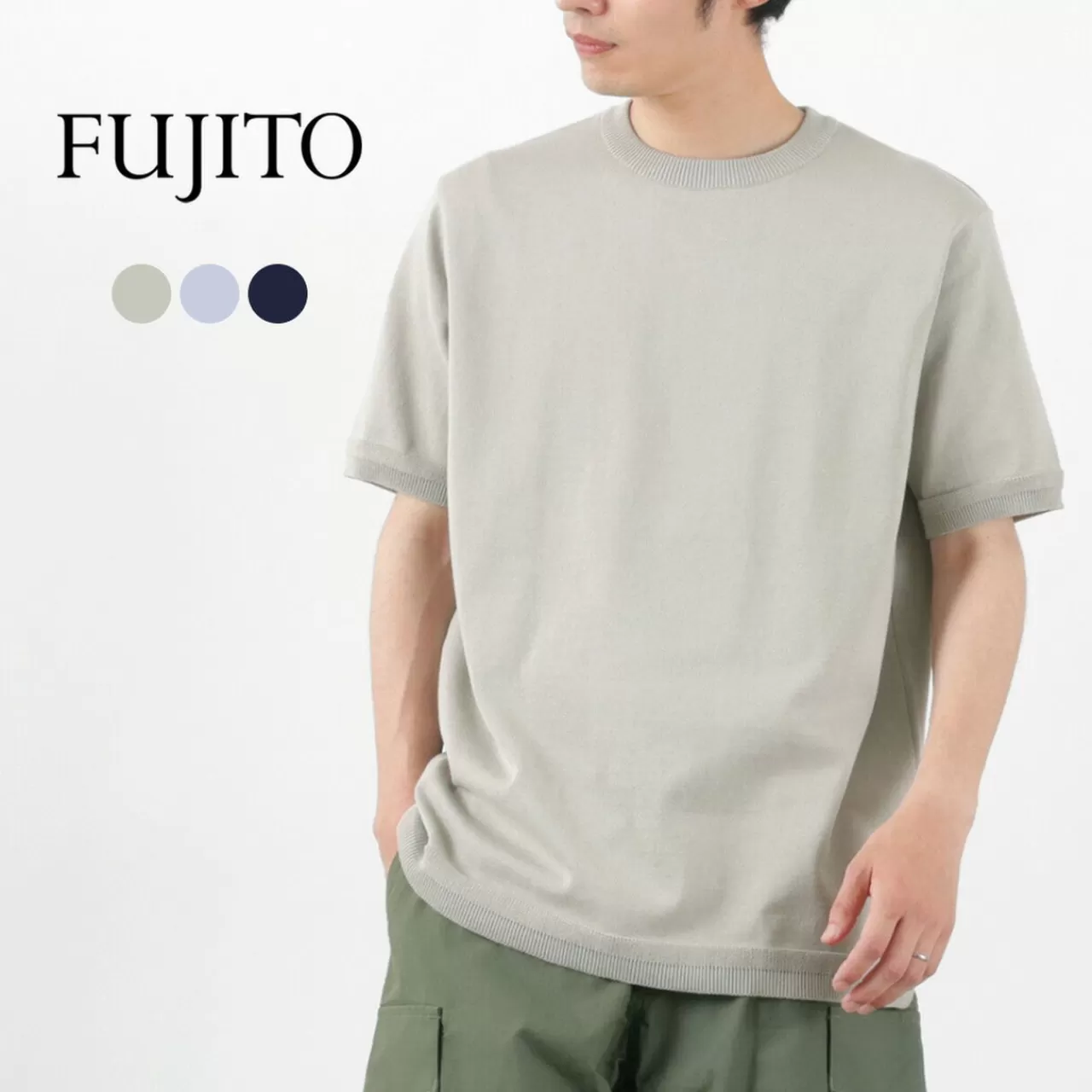 FUJITO Short Sleeves>Crew Neck Knit T-Shirt