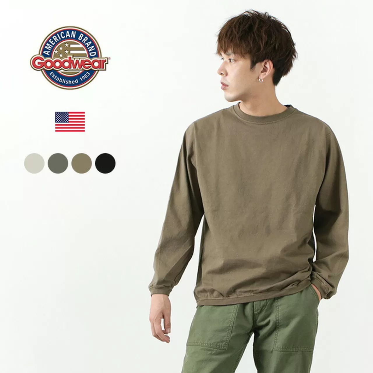 GOODWEAR Long Sleeves>Crew Neck Long Sleeve T-Shirt Cuff And Hem Rib