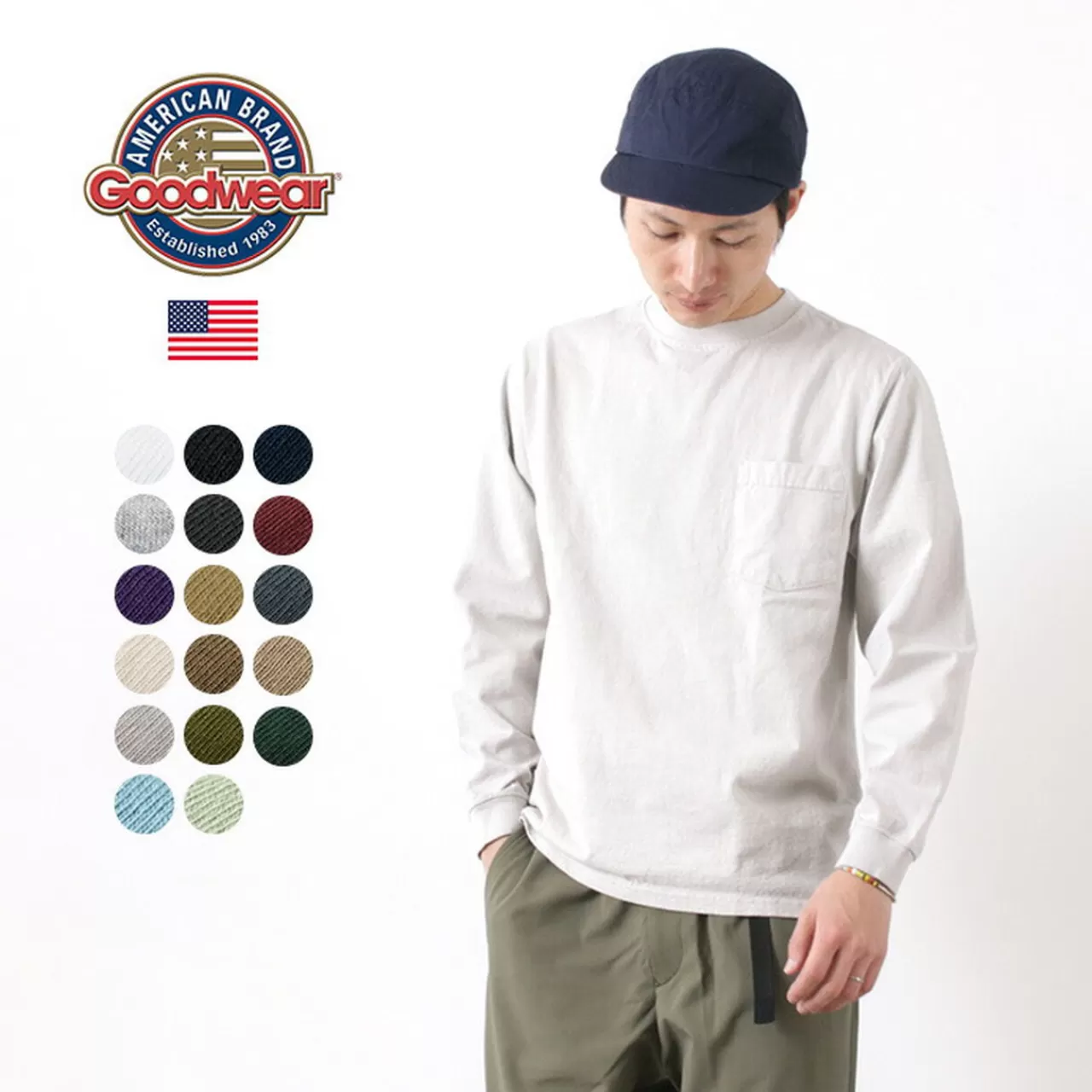 GOODWEAR Long Sleeves>Crew Neck Pocket T-Shirt Long Sleeves