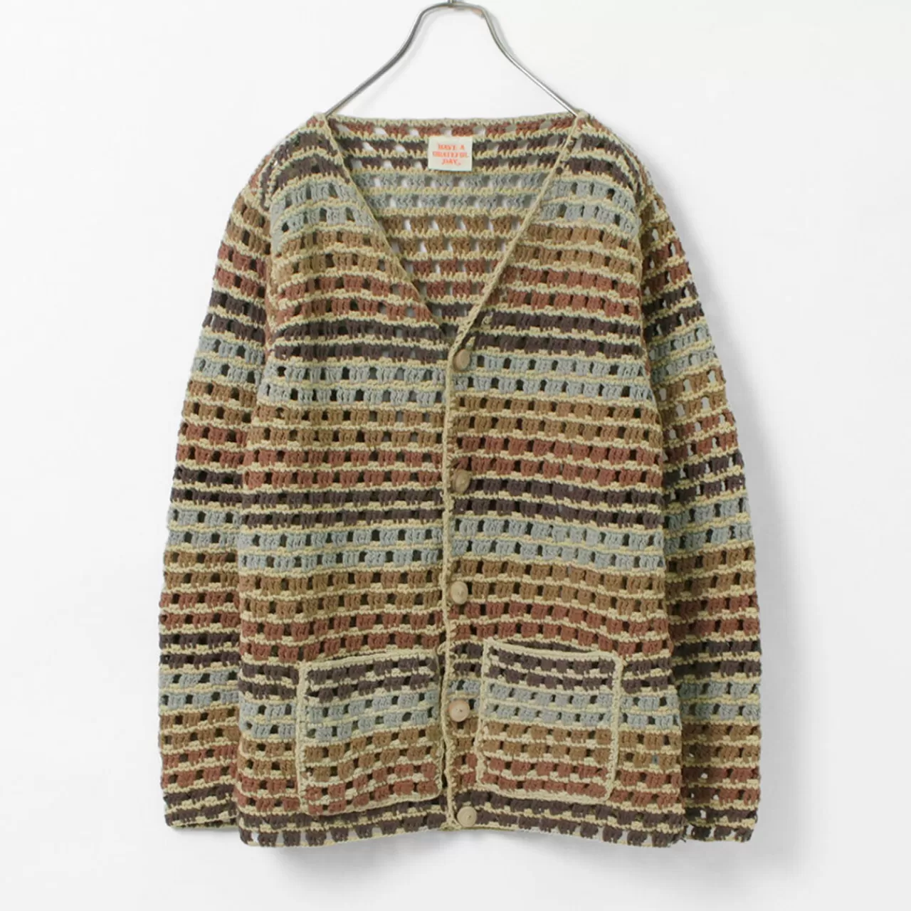 HAVE A GRATEFUL DAY Cardigan>Crochet Cardigan Brown