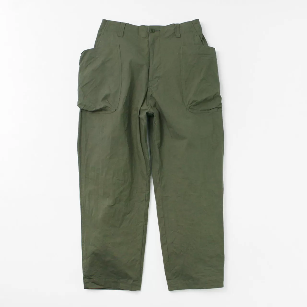 SAGE DE CRET Trousers>Custom Made Ripstop Stretch Peg Top Work Pants Olive