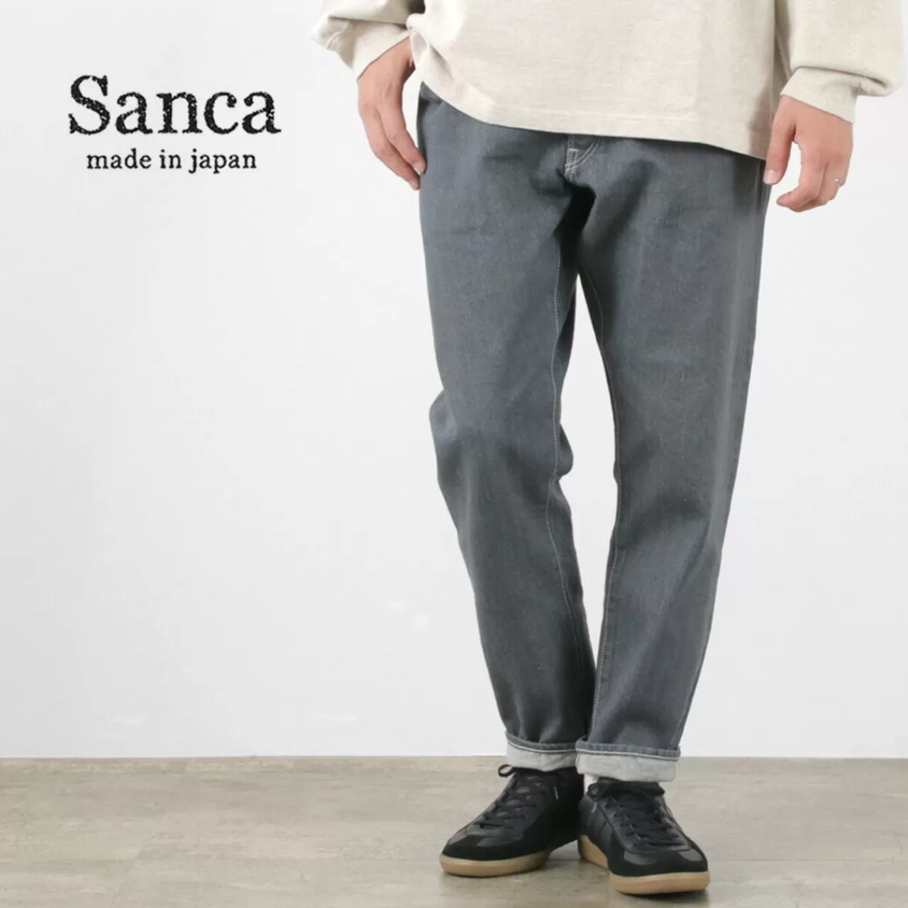 SANCA Trousers>Denim 5 Pocket Tapered Fit Grey