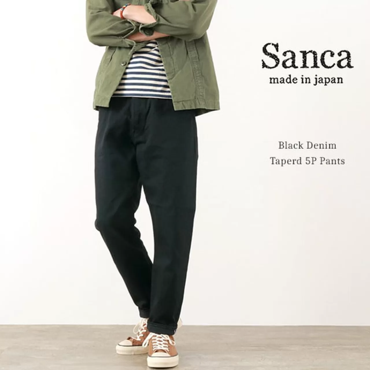 SANCA Trousers>Denim Tapered 5P Trousers Black