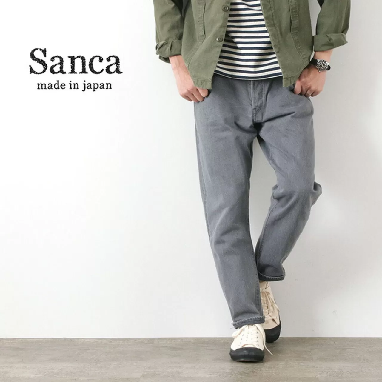 SANCA Trousers>Denim Tapered 5P Trousers Grey